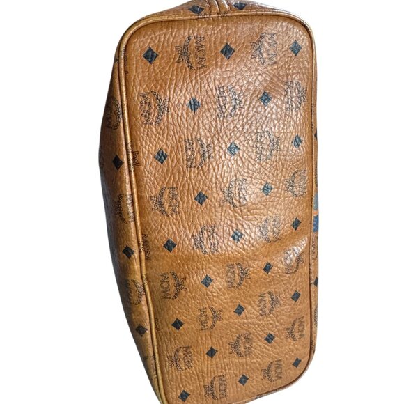 Authentic MCM Blue Stripe Tote Cognac Monogram - Picture 6 of 15